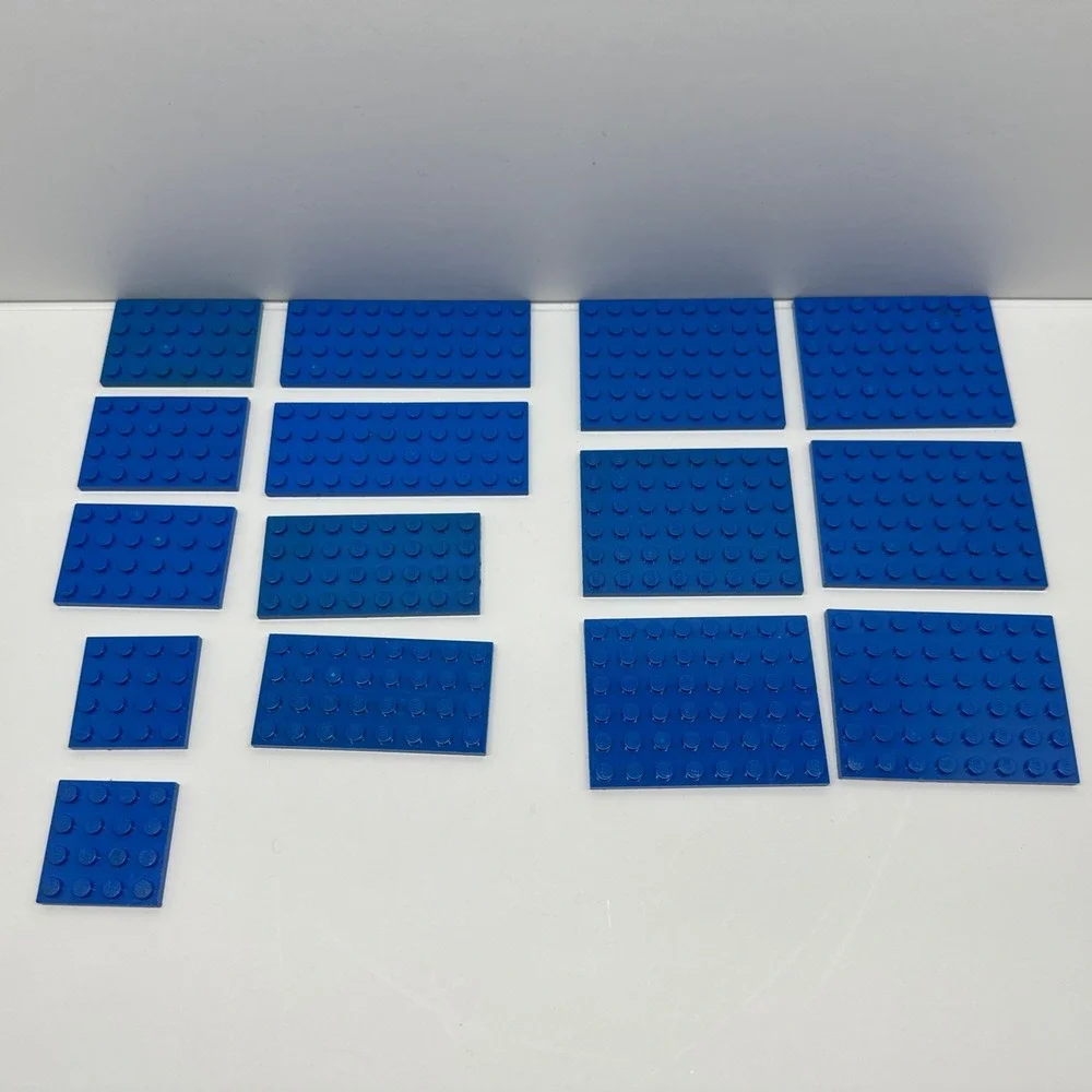 Lego Parts -‎ Plates - 4x4, 4x6, 4x8, 4x10 & 6x8 Blue Lot Of 15
